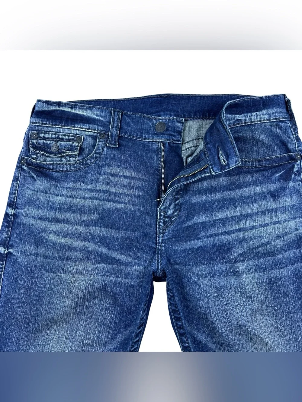 True Religion Ricky Relaxed Straight Super T Jeans Mens 38x32 Flap Pocket Y2K